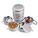 Spill Proof Dog Cat Travel Bowl Portable 304 Stainless Steel Multiple Layers Pet Water Food Storage Container with Invisible Handle for Pet Outdoor Traveling Raised Feeding (4 Layer)