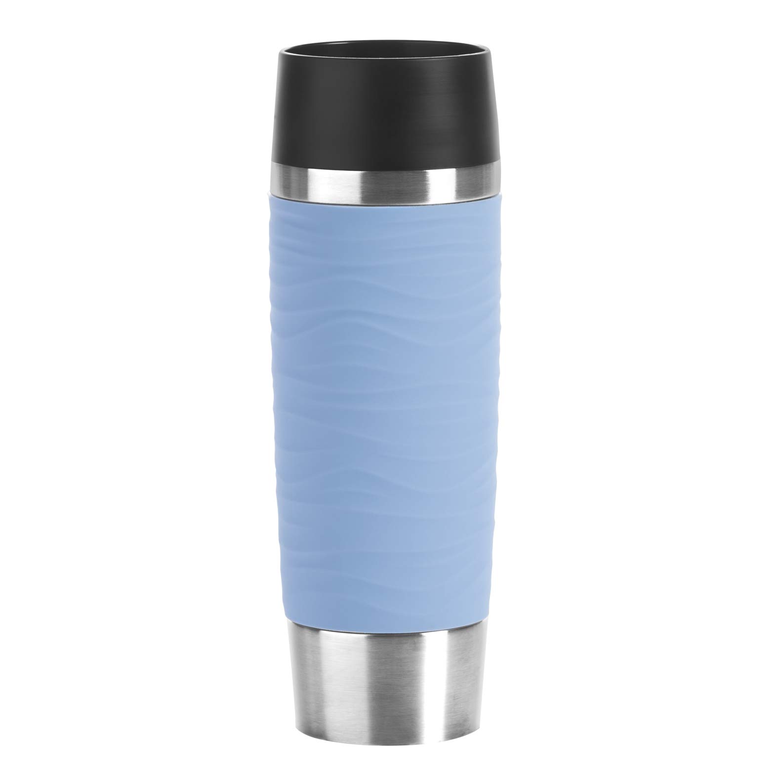 Emsa N2012200 Waves Grande Travel Mug/Thermal Mug, Stainless Steel Silicone Plastic, Powder Blue, 500 ml