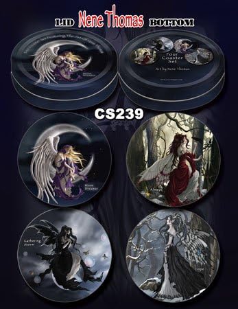 Nene Thomas Fairies 4-Piece Coaster Set w/Tin