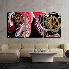 3 Piece Canvas Wall Art - Texture, Background and Colorful Image of an Original Abstract Painting - Modern Home Art Stretched and Framed Ready to Hang - 16"x24"x3 Panels