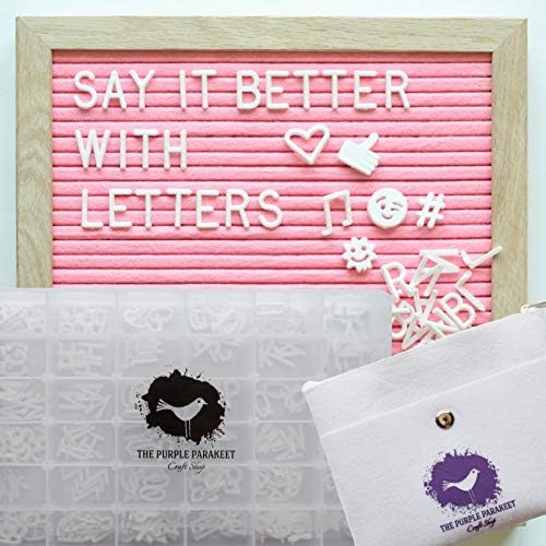 Letter Board - Light Pink Felt Letter Board 10x10 with 340 Pre Cut Letters - Solid Oak Frame, Felt Bag, Sorting Tray - for Home Decor, Offices & Cafes - Perfect for Milestone Announcements