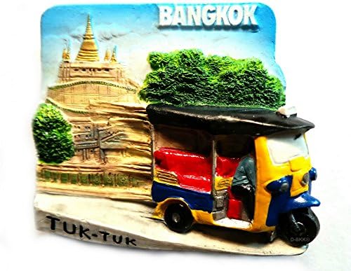 Christmas Gifts Resin Fridge Magnet: Thailand Souvenir Tuk Tuk Bangkok View Golden Mountain