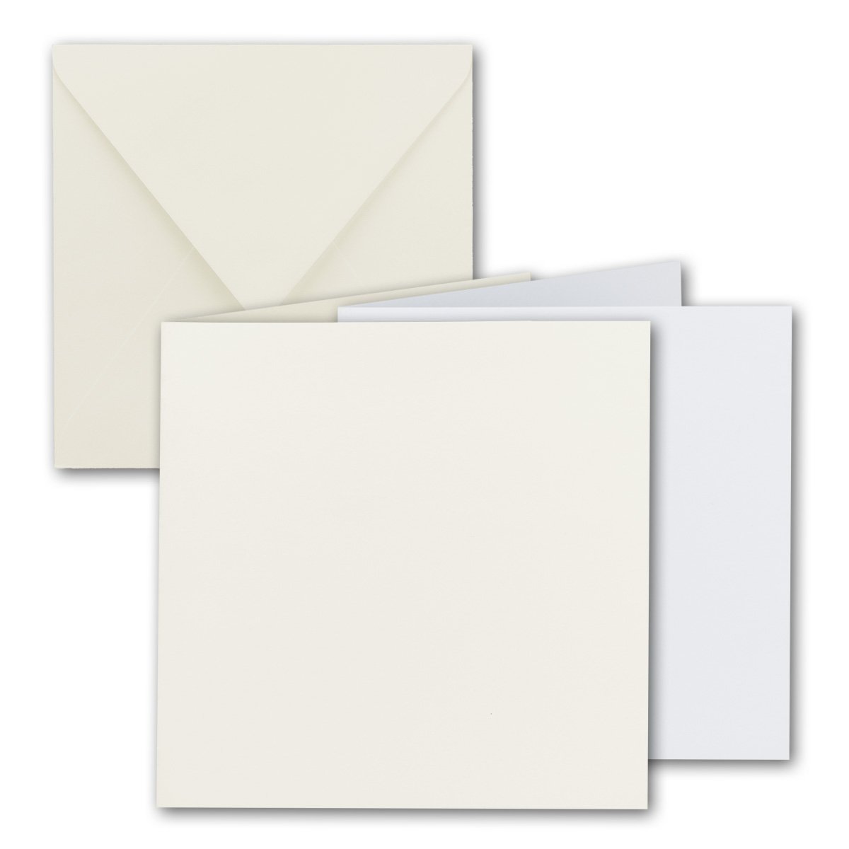 FarbenFroh by GUSTAV NEUSER 30x Square Folding Card Set 15 x 15 cm with Envelopes & Inserts Natural White