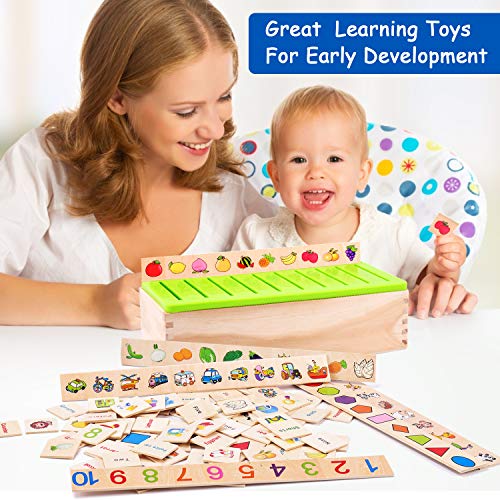 Wooden Montessori Toys for Toddlers Learning Activities Sorting Box Educational Toys Preschool Kindergarten Games Autism Toys Motor Skills STEM for Girls Boys Age 1-2 2 3 4 Year Old Kids Birthday Gift