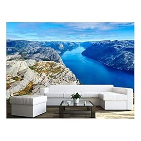The Top View of Mountain and River in The Blue Sky - Removable Wall Mural | Self-Adhesive Large Wallpaper - 66x96 inches