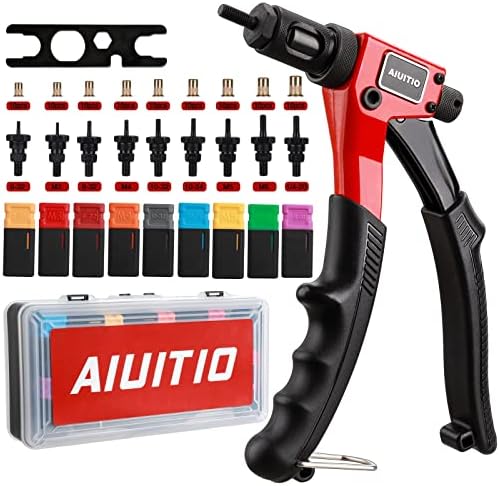 16-Inch Rivet Nut Tool Kit With 13 Mandrels & 200 Rivnuts - Threaded Insert Hand Riveter With Carrying Case - Metric & SAE