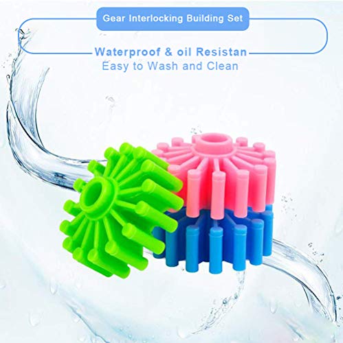 Gears Interlocking Building Set, 80 Pcs Gears Building Set, 10 Color Building Blocks Puzzles Educational Learning Toys Interlocking Solid Gear Set Preschool Gifts for Boys Girls Safe Kids Material