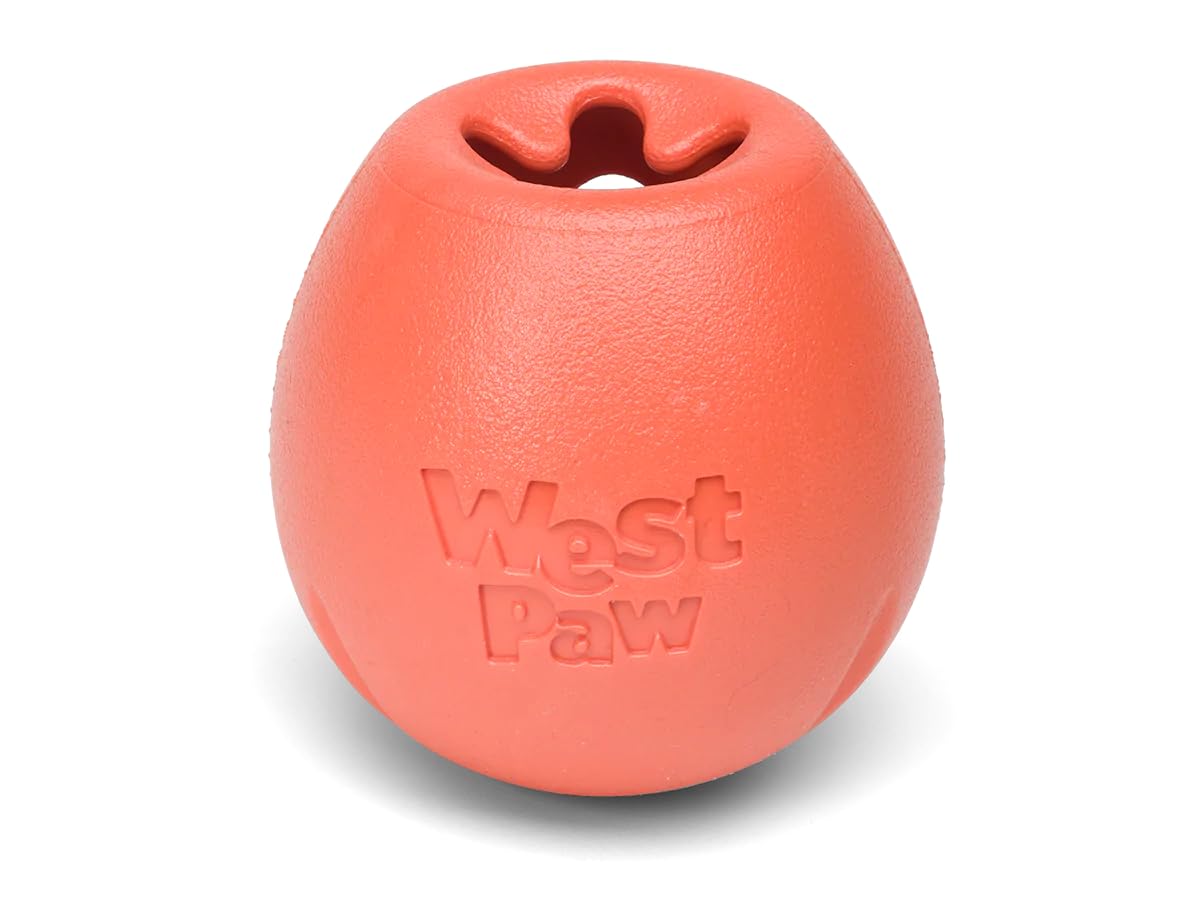 WEST PAW Zogoflex Rumbl Treat-Dispensing Dog Toy – Interactive Slow-Feeder Chew Toys for Dogs – Dog Enrichment Toy – Dog Toy for Moderate Chewers, Fetch, Catch – Holds Kibble, Treats (Melon, Large)