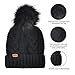 Womens Pom Pom Beanie Winter Hat Stretch Soft Knit Skull Ski Cap, Best Gifts for Birthday, Holiday Black