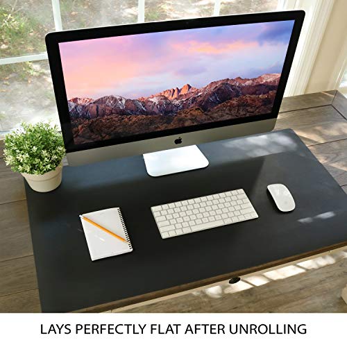 Leather Desk Pad 24" x 17", Vine Creations Office Desk Mat Waterproof Black - Premium Quality - Smooth Mouse Writing Surface - Maximum Protection Dual-Sided Pu Leather Blotter for Desk Office/Home - Thumbnail 3