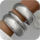 VIYPDRST Chunky Gold Bangle Bracelets for Women Stack Wide Wrist Cuff Bracelets Statement Bangle Fashion Jewelry Gift Accessories