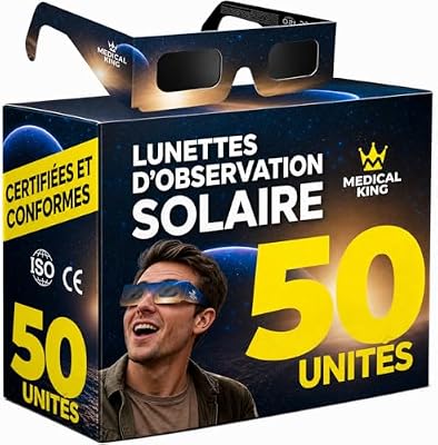 Lunettes Eclipse Solaire 2026 – Lot de 50 Paires Premium avec 2 Filtres Solaires pour Smartphone, Lunettes Eclipse Solaire ISO 12312-2, Certifiées CE, Protection des Yeux pour l'Observation du Soleil