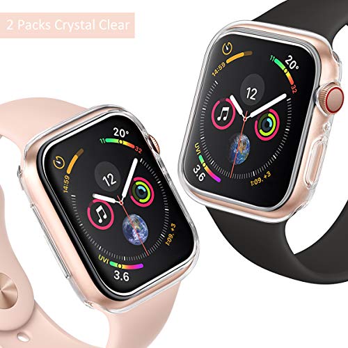 Goton Compatible iWatch Apple Watch Case 40mm Series 4, [ 2 Color Packs ] Soft TPU Shockproof Case Cover Bumper Protector (Clear + Clear, 40mm) - Thumbnail 2