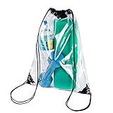 Premium Clear Drawstring Bag For School, Security Travel, Sports, – Clear vinyl body with Trim (1 Pack)