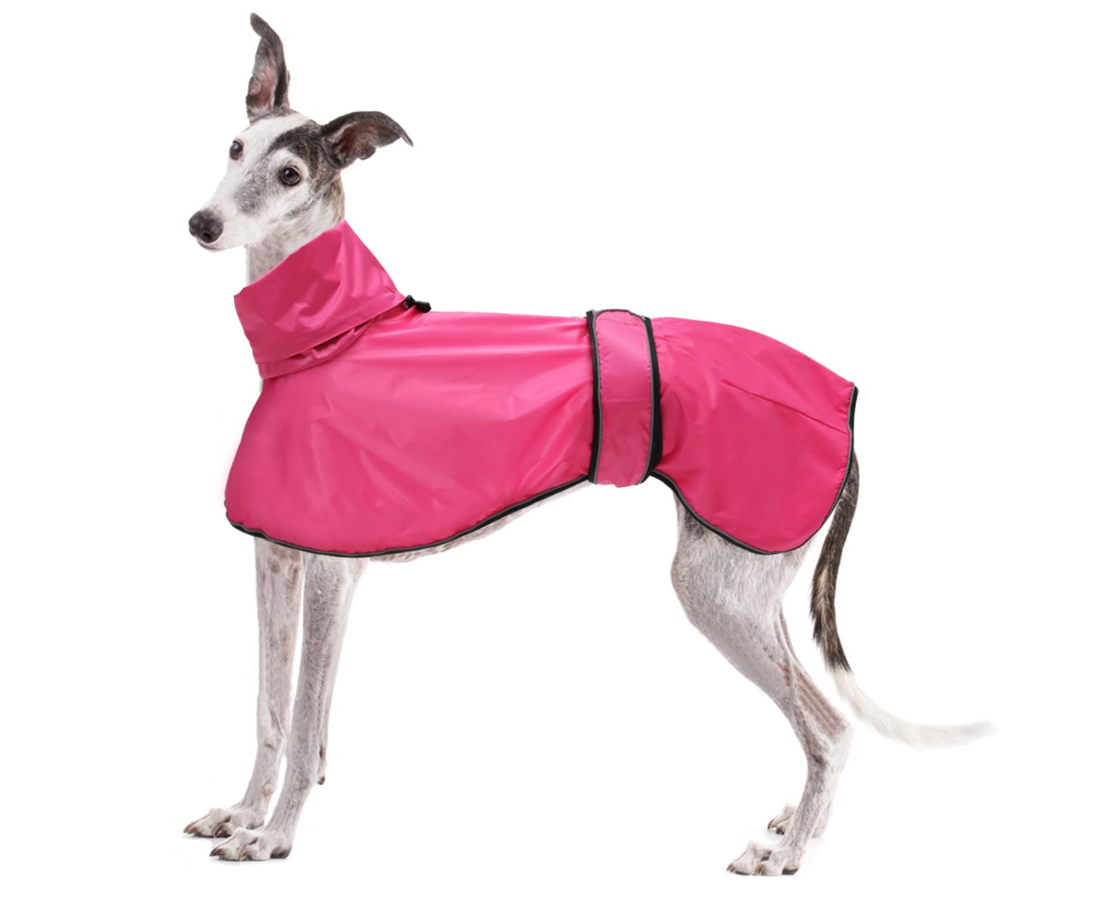 Dog Jacket Adjustable Lightweight Raincoat with Reflective Straps and Harness Hole Best Gift for Greyhounds, Lurchers and Whippets -Pink-XXL