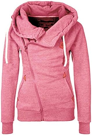 DAYSOFT Women Full Zip Up Fleece Hoodie, Fashion Sweater/Sweatshirt Jacket (L, Pink)