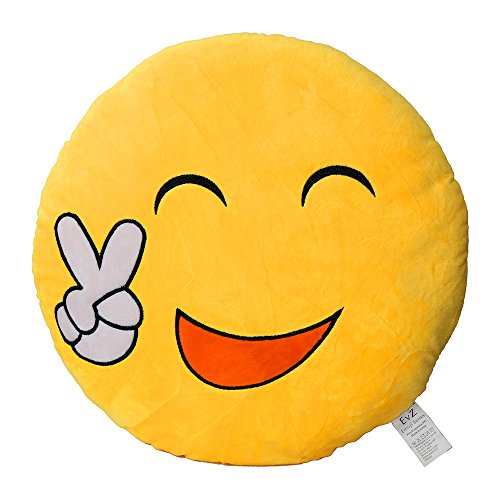 Evz 32cm emoji smiley emoticon yellow round cushion stu…
