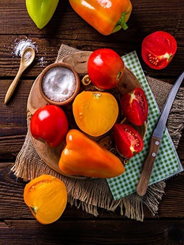 Zhuixing 5D DIY Tomato Diamond Painting Kit By Number Kit Rhinestone Cross Titch Full Resin Pasted Drill Mosaic Vegetables Picture Room Decor,Circulardiamond,50*67Cm