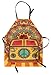 Ambesonne 70s Party Apron, Hippie Vintage Mini Van Ornamental Backdrop with Peace Sign Artwork, Unisex Kitchen Bib with Adjustable Neck for Cooking Gardening, Adult Size, Coral Orange