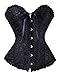 YAQKUOA Womens Corset Plus Size Sexy Lingerie Floral Lace Up Overbust Bustier Top Black