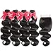 Flady Brazilian Body Wave Human Hair 4 Bundles with Closure Unprocessed Virgin Brazilian Hair 4 Bundles with 4x4 Closure (16 18 20 22+14)