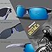 RIVBOS Sports Polarized Sunglasses Driving Glasses for Men Women Tr 90 Flexible Frame for Cycling Baseball Running 841 (Black&Blue(ice blue lens))