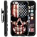 TurtleArmor | Compatible with Apple iPhone 6 Case | iPhone 6s Case [Hyper Shock] Hybrid Dual Layer Armor Holster Belt Clip Case Kickstand - US Flag Skull
