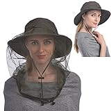 Mosquito Head Net Hat, UShake Sun Hat Bucket Hat with Hidden Net Mesh Protection from Insect Bug Bee Mosquito Gnats for Outdoor Lover Men or Women