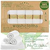 Bamboo Baby Washcloths -100% Natural Bamboo Fibers | Ultra Soft Hypoallergenic | Qty 6 | No Added Chemicals | Perfect for Sensitive Skin | Large Premium Wash Cloth Measure 10 X 10 | Set of 6 White