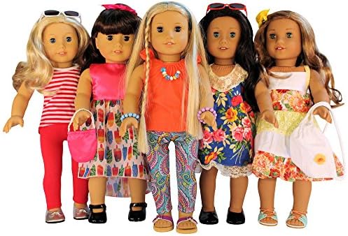 Nashville Toy 16-Piece Clothes and Accessories Set for 18-Inch American Girl Dolls, Set of 5