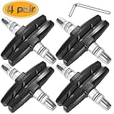 WTSHOP 4 Pairs V Bike Brake Pads with Hex Nuts and Spacers,Road Mountain Bicycle V-Brake Blocks Shoes