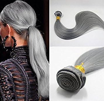 Romantic Angels 12''~28'' Remy Human Hair Extension Straight Hair Weave 1 Bundle 100g Color:gray (20'')