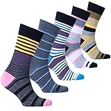 Socks n Socks - Men's 5-pair Striped Luxury Turkish Cotton Dress Socks Gift Box