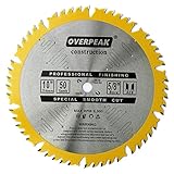Overpeak 10 Inch Circular Saw Blade ATB Carbide Ultra Finishing Cutting Plywood 50 Tooth Table Saw Blades with 5/8-Inch Arbor