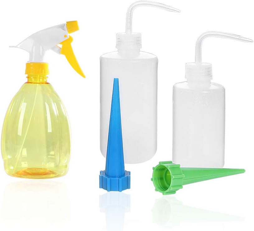 VISEMAN Watering Bottles Set - 5 PCS Gardening Self Irrigation Water Bottle Kit Including Watering Cans Spikes and Spray Bottle for Succulent Plant Flower