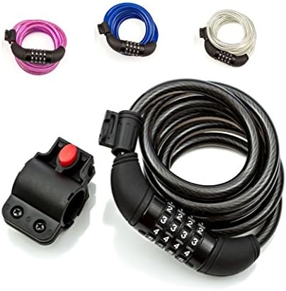 SafeBest Bike Lock, Combination Cable Bicycle Lock, Resettable. Black, Blue, Pink, and White Colors Available. 4-Foot Length Safest Lightweight Flexible Lock. Best Value Bike Lock Cable.