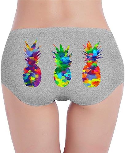 DIMANNU Women's Panties Hipsters Bikini Seamless Underwear Briefs Low Rise Pineapples Watercolor Painting Stretch