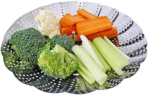 Vegetable Steamer Basket Insert - Fully Adjustable - 100% Stainless Steel -For Healthy Fast Cooking in Various Size Pots!