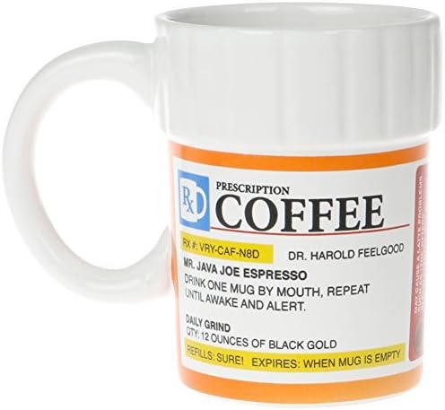 Prescription Coffee Mug | 10-13.5oz Capacity Prescription Mug for Coffee | Ceramic Prescription Coffee Cup with Comfortable Grip Handle | Ideal Gift for Mom Dad Friends Boss | White | 1613