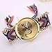 Lowpricenice(TM)Women Elephant Pattern Weaved Rope Band Bracelet Quartz Dialwatch Gift(Purple+Black)