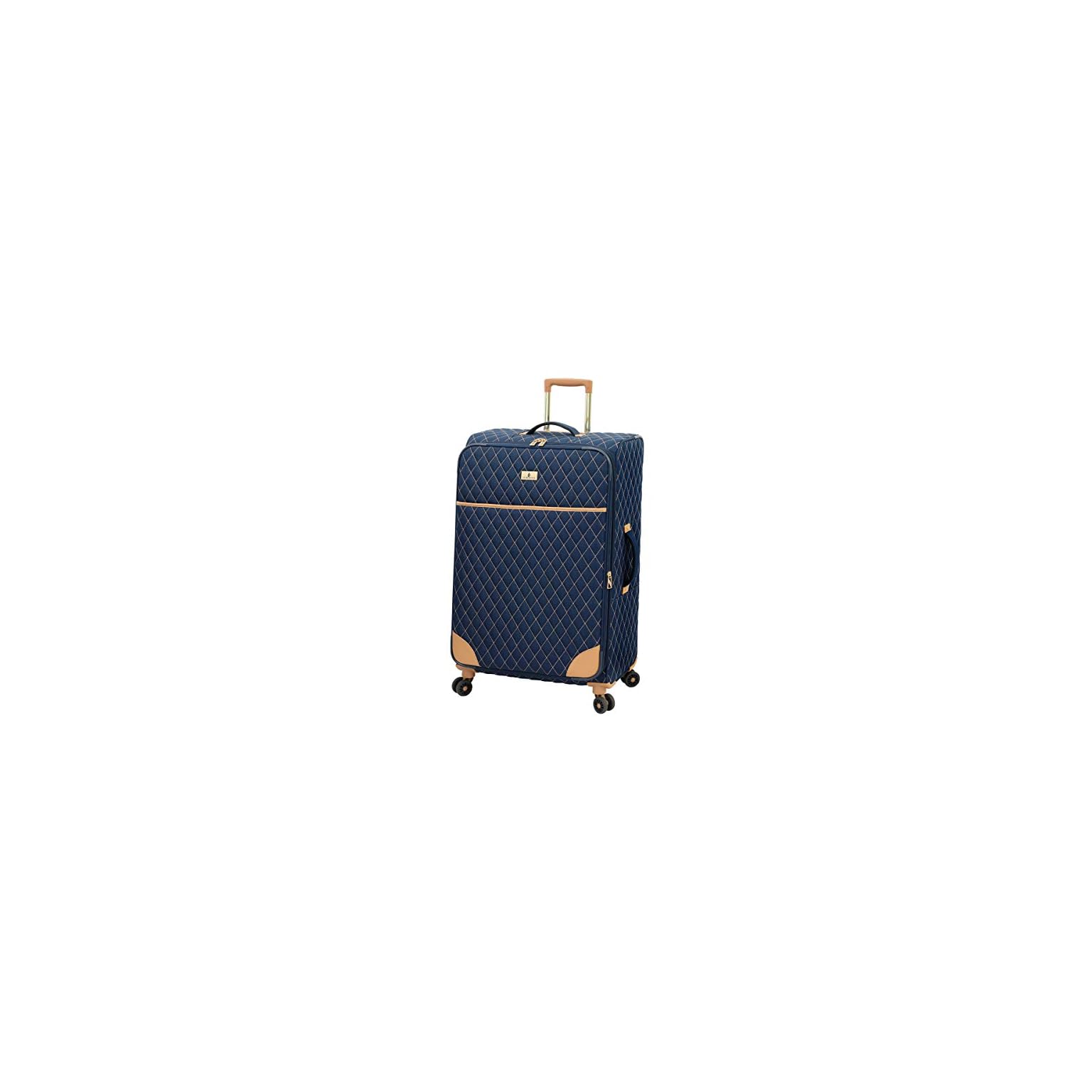 LONDON FOG Queensbury Softside Spinner Luggage, Navy, CheckedLarge 28