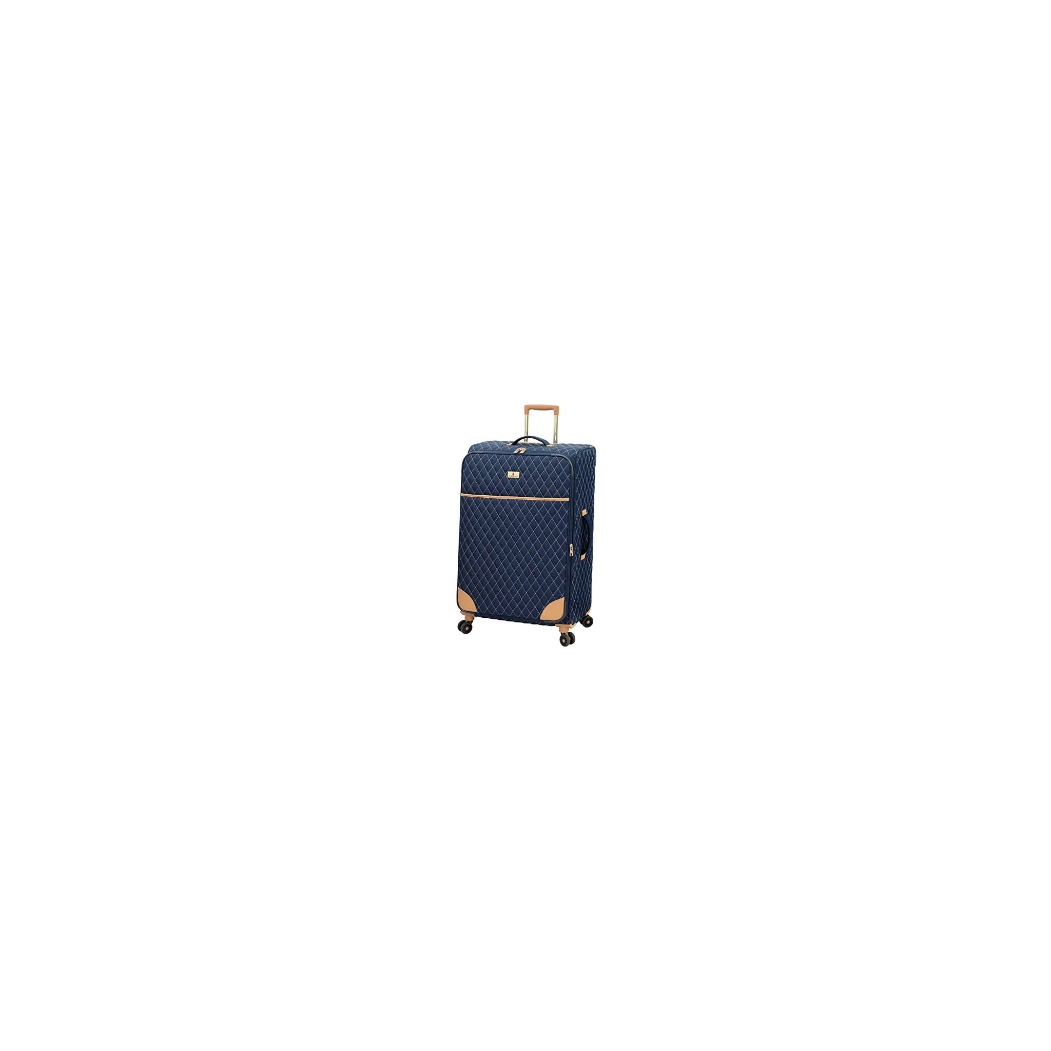 LONDON FOG Queensbury Softside Spinner Luggage, Navy, CheckedLarge 28