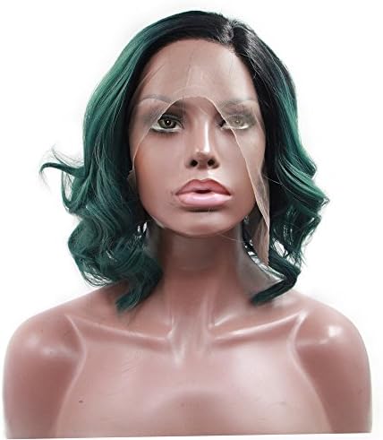Sexy Wavy Peacock with Dark Roots Synthetic Lace Front Wig