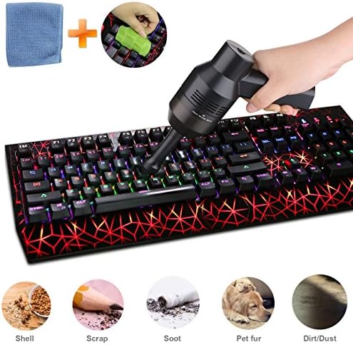 Keyboard Cleaner, USB Vacuum Cleaner with Cleaning Gel Cloth, Powerful Rechargeable Mini Vacuum Cleaner Portable Vacuum Cleaner for Keyboard, Hairs, Crumbs, Scrap, Car, Pet House (Built in Li-Battery)