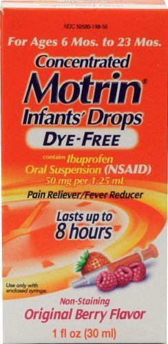 Motrin Pain Reliever/Fever Reducer Infants' Drops Concentrated Dye-Free Berry Flavor (Pack of 2) by Motrin