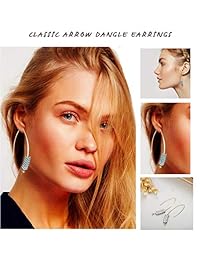 Hanpabum - Juego de 4 pares de pendientes colgantes con forma de flecha curvada para mujeres y niñas