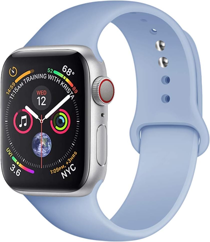 AMATOP10 Sport Band Compatible with Apple Watch 38MM 40MM 42MM 44MM, Soft Silicone Sport Loop Replacement Wrist Strap for iWatch Series 5/4/3/2/1 (Lilac, 38/40MM M/L)