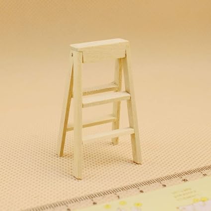RONSHIN Mini Wooden Folding Ladder for 1:12 Doll Garden Decor Kids Toy