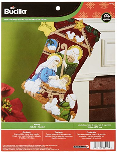Bucilla 18-inch christmas stocking felt applique kit, 8…