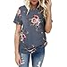Goddessvan Women's Summer Casual Floral Printing T-Shirt Short Sleeve Chiffon Tops Blouse (XL, Gray)